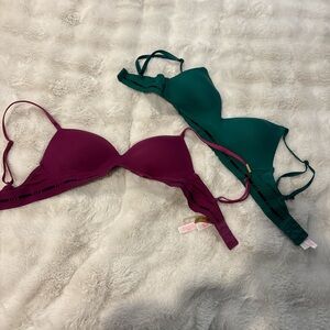 Set of Two Bras in Teal and Magenta